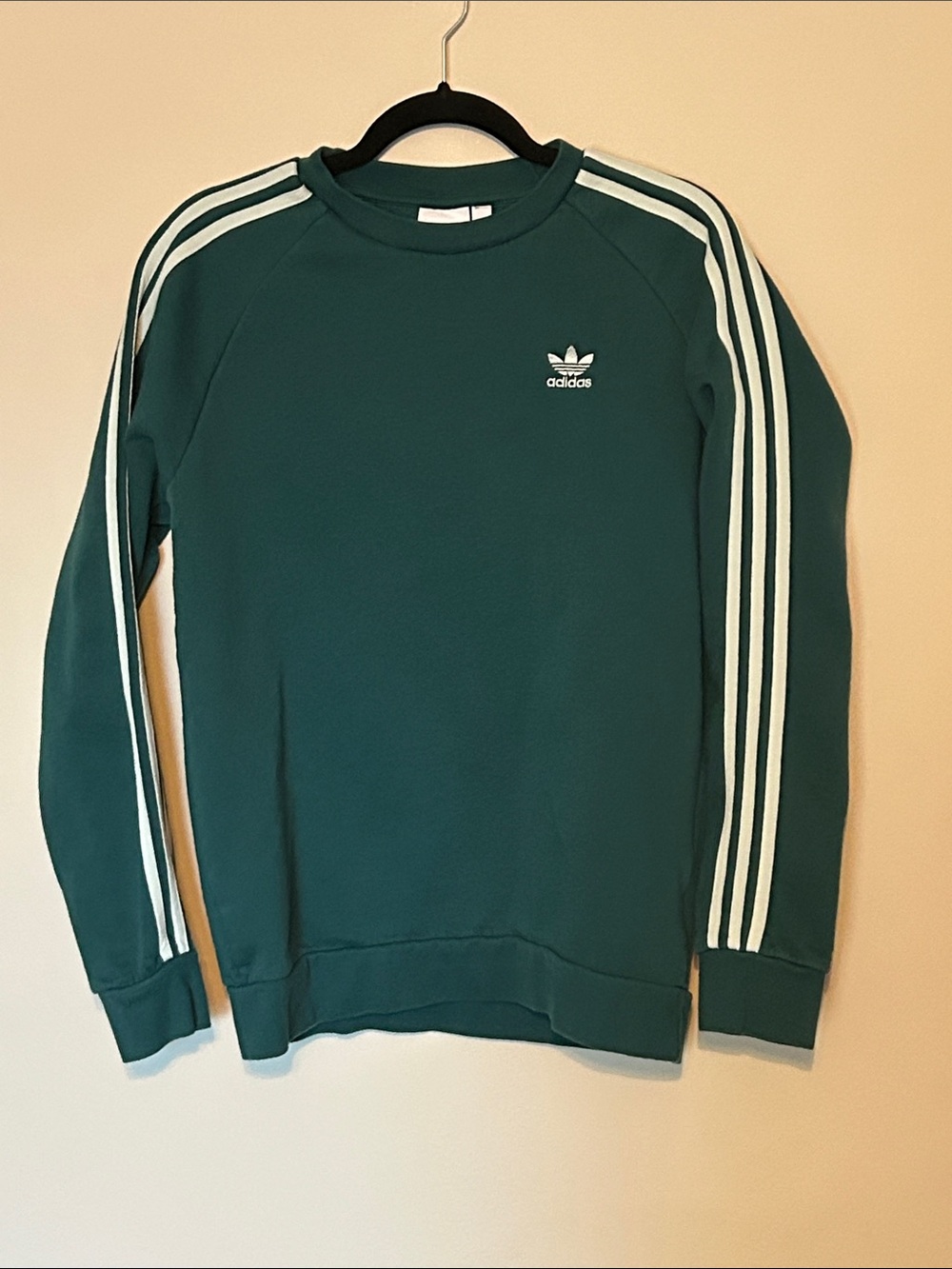adidas Green Crewneck with White Three-Stripes